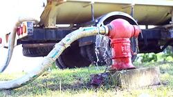 Fire Hydrant And Truck Stock Footage