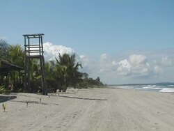 MS, Honduras, Tela, Life guard tower overlooking beach Stock Footage