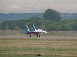 Russian Fighter Plane Su-27 Landing Stock Footage