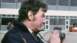 1969 MONTAGE Media and journalist filming and snapping as the first passengers board the Ramsgate hovercraft / Kent, England Stock Footage