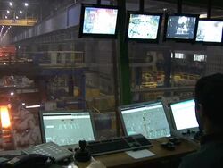 MS Shot of rolling mill at steel mill / Esch sur Alzette, Esch, Luxembourg Stock Footage