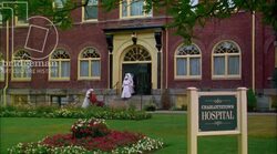 Patients outside a hospital, 1908 - reenactment Stock Footage