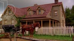 Horse-drawn carriage in front of a country house, 1908 - reenactment, clip 2 Stock Footage