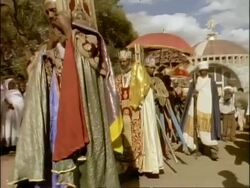 MS Religious procession during Palm Sunday service, Ethiopia, Africa Stock Footage