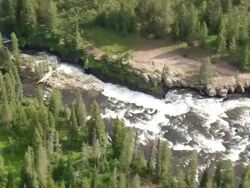 MS AERIAL DS ZI Shot of Falls River and Sheep Falls / Wyoming, United States Stock Footage