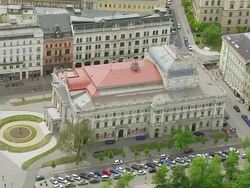WS AERIAL View of National Theatre Brno / Brno, Brno City District, Czech Republic Stock Footage