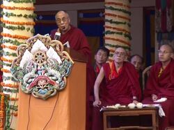 MS Dalai Lama speaking seriously about something AUDIO / Dharamsala, Himachal Pradesh, India Stock Footage