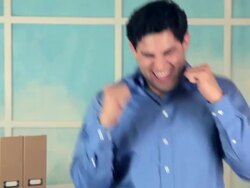 Latin descent businessman shows excitement in office. Stock Footage