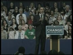 Sen. Obama at an  "On Track for Change" News Clip