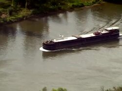 HA WS ZO Barge on Seine/ Roche-Guyon, France Stock Footage