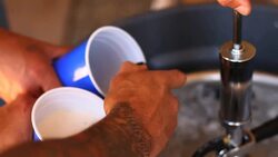 pouring beer in two cups Stock Footage