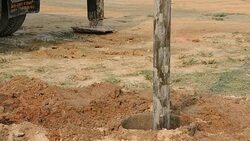 HD: Drilling rigs for  footing building structures Stock Footage