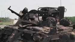 CLEAN : Tanks destroyed near Lugansk in Ukraine News Clip