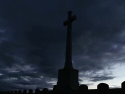 SHADOWS OF WAR: The Cross Of Sacrifice in Louvencourt, France. Stock Footage