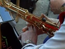 Woman playing saxophone Stock Footage