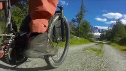 POV Riding Electric Mountainbike In Alpine Landscape Stock Footage