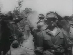 MS Wounded Soviet prisoners, houses in flames, Russian civilians in despair AUDIO / Russia Stock Footage