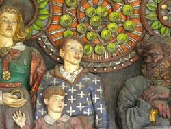 CU Shot of Sculptures at Oslo City Hall / Oslo, Norway Stock Footage