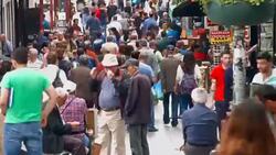 People walking in the bazaar Stock Footage