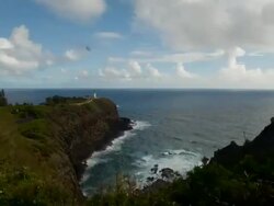 WS T/L View of Kilauea Lighthouse on sunny day / Kilauea, Kauai, Hawaii, United States Stock Footage