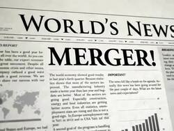 Newspaper Headline: Merger Stock Footage