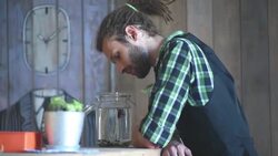 young hipster with aquarium fish Stock Footage