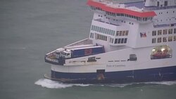 Aerials of a P&O Ferry Sailing in English Channel News Clip