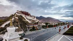 sunset at the Potala Palace Stock Footage