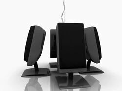 Four Speakers playing Stock Footage