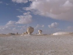 WS ZI View of mountain and rock / Qasr al Farafra, Egypt Stock Footage