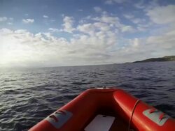 Inflatable Boat at sea Stock Footage
