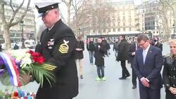CLEAN : US Secretary of Defense lays wreath at Place de la Republique News Clip