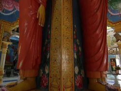 MS TU Buddhist statues inside Sri Pushparama Temple / Balapitiya, Southern Province, Sri Lanka Stock Footage