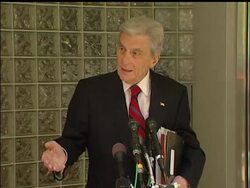 Members of the anti-war group Code Pink interrupted a press conference with Republican Senator John Warner and then confronted him about withdrawing troops from Iraq. News Clip