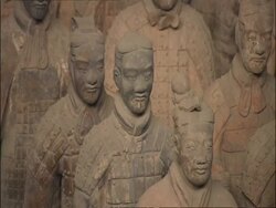 Terracotta Warriors, front view, Museum of Qin, Xian, China Stock Footage