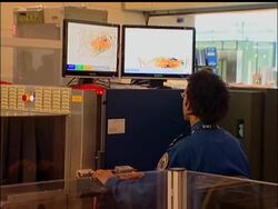 U.S. Homeland Security Secretary Michael Chertoff showed off the new generation of airport security checkpoints which allows passengers to see their luggage move through the inspection process. News Clip