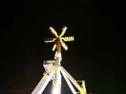 WS TS View of People enjoying amusement ride at funfair, star shape  / Cologne, Germany Stock Footage