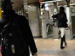 Transit worker directing customers Stock Footage