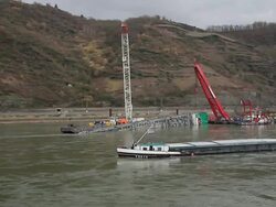 WS View of Capsizing crude oil vessell /  St. Goar, Rhineland-Palatinate, Germany  Stock Footage