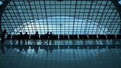Airport terminal hall Stock Footage