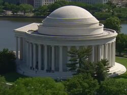 WS AERIAL ZI DS View of Thomas Jefferson Memorial / Washington, Dist. of Columbia, United States Stock Footage