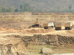Excavator and Lorry Stock Footage