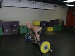 Medium shot 3/4 profile. Dustin performs a "clean." Stock Footage