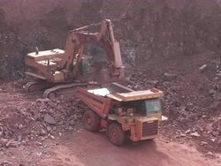 WS Crane working in quarry  / Taben-Rodt, North Rhine- Westphalia, Germany Stock Footage