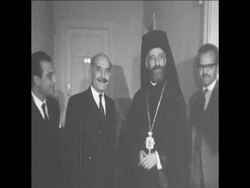 CAN162 GENERAL GRIVAS MEETS ARCHBISHOP MAKARIOS IN ATHENS News Clip