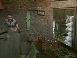 MS Shot of people working in grab company for crushing recyclable materials / Cairo, Egypt Stock Footage