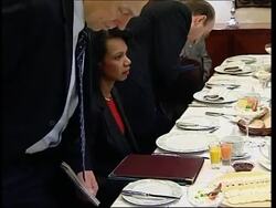 US Sec of State Rice meets Israeli PM Olmert; Meretz protest News Clip