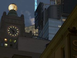 A midtown high rise clock tower close to Time Square Stock Footage