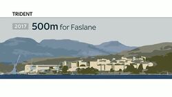 Chancellor has announced plans to invest half a billion pounds in the Royal Navy's submarine base at Faslane News Clip
