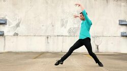 MS TS Male dancer dancing on rooftop of building Stock Footage